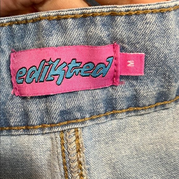 EDIKTED VALENCIA RUFFLED SLIT FRONT DENIM MAXI SKIRT BLUE SIZE MEDIUM - Picture 8 of 13